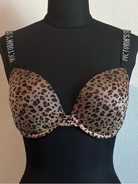 Victoria secret leopard Print Push-Up Bra - Brown and pink size 36 D